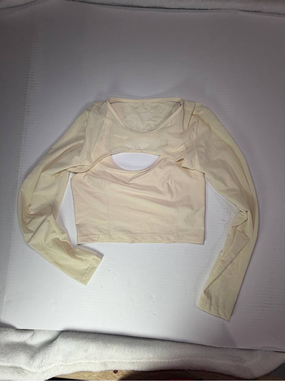 Old Navy Cream Layered Cutout Crop Top